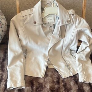 Girls white faux leather jacket